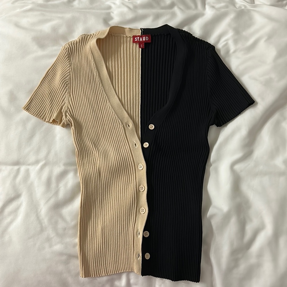 Staud short sleeve cargo sweater size S